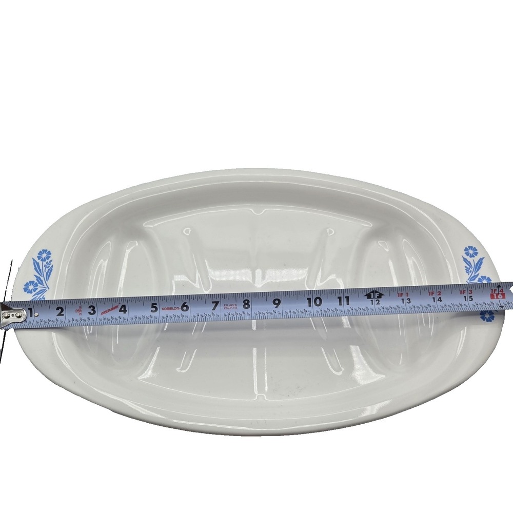 Vtg Corning Ware Meat Platter Cornflower P-19 Oval Broil‎ & Serve USA 16.5x10.5"